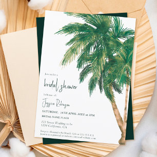 Invitation Tropical vert script palmier nuptiale douche