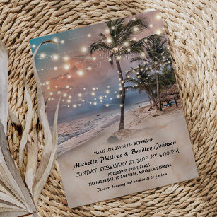 Invitation Tropical Vintage Beach Lights Mariage