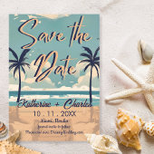Invitation Tropical Vintage Plage Enregistrer la Date