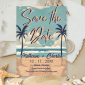 Invitation Tropical Vintage Plage Épargnez la Date
