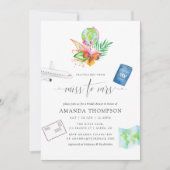 Invitation Tropical Voyageant De Mlle À Mme Fête des mariées (Devant)