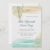 Invitation Tropical Watercolor Sage Green Palm Beach Wedding (Devant)