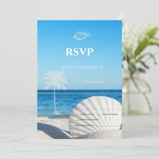 Invitation Tropical Wedding Ocean Beach RSVP   (Debout devant)