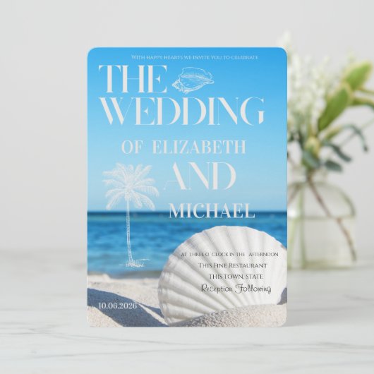 Invitation Tropical Wedding Ocean Beach Wedding (Debout devant)