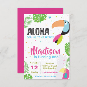 Invitation tropicale d'anniversaire d'oiseau