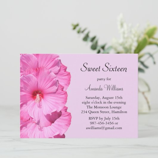 Invitation tropicale d'anniversaire (pourpre) (Debout devant)