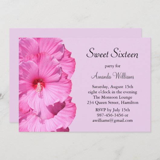 Invitation tropicale d'anniversaire (pourpre) (Devant / Derrière)