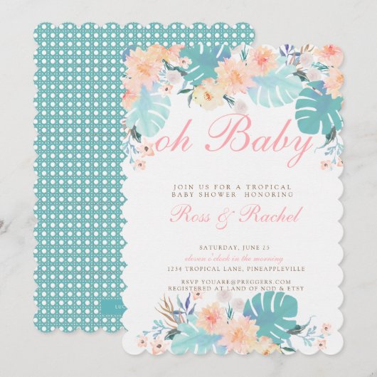 Invitation tropicale de baby shower (Devant / Derrière)