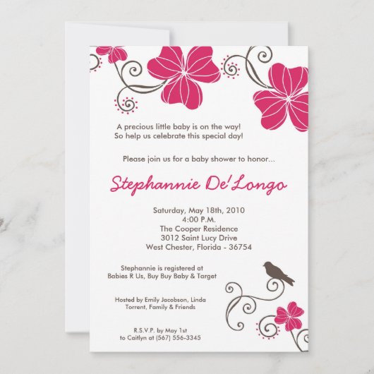 invitation tropicale de baby shower de fleur de (Devant)