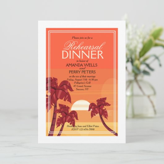 Invitation tropicale de coucher du soleil (Debout devant)