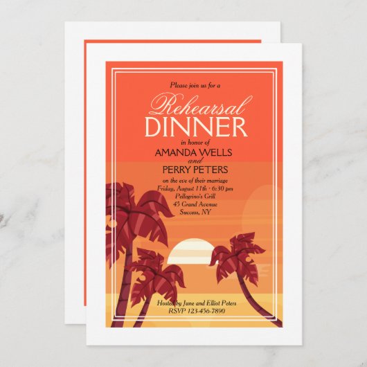 Invitation tropicale de coucher du soleil (Devant / Derrière)