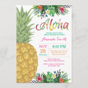 Invitation tropicale de Fête de la mariée d'ananas