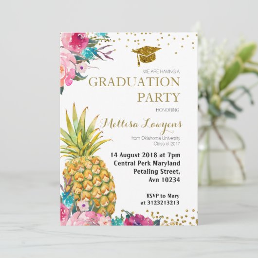 Invitation tropicale de fête de remise des (Debout devant)