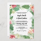 Invitation tropicale de ketmie de mariage (Devant / Derrière)