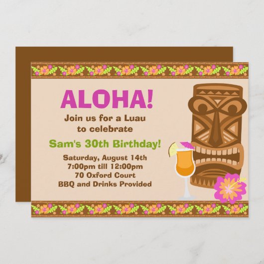 Invitation tropicale de partie (Devant / Derrière)