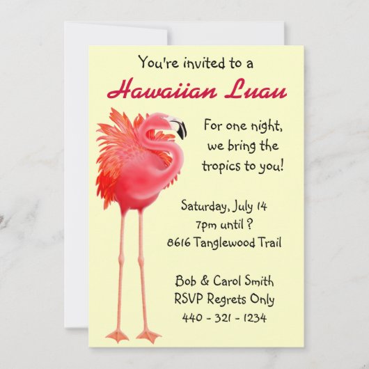 Invitation tropicale de partie de Flamant rose (Devant)