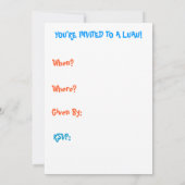 Invitation tropicale de partie de Luau (Dos)