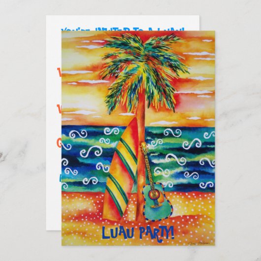 Invitation tropicale de partie de Luau (Devant / Derrière)