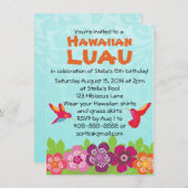 Invitation tropicale de partie de Luau de fleur (Devant / Derrière)