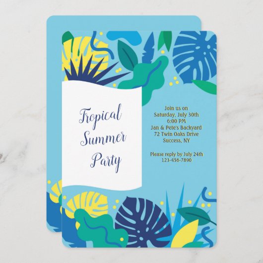Invitation tropicale de partie d'été (Devant / Derrière)