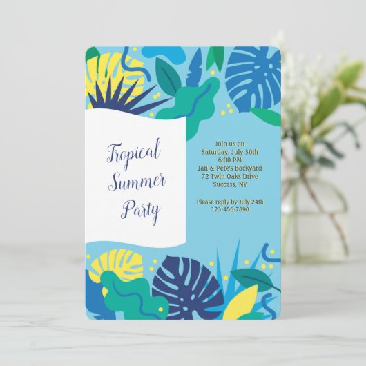 Invitation tropicale de partie d'été (Debout devant)