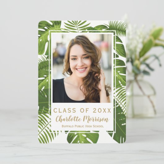 Invitation tropicale de photo d'or vert (Debout devant)