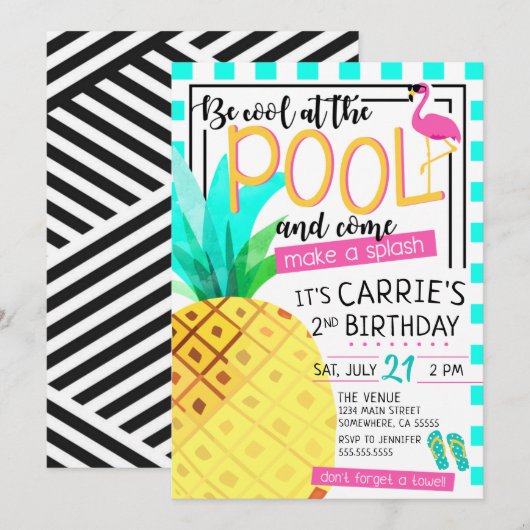 Invitation tropicale de réception au bord de la (Devant / Derrière)