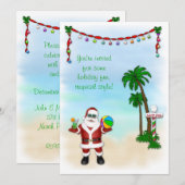 Invitation tropicale de vacances de Père Noël (Devant / Derrière)