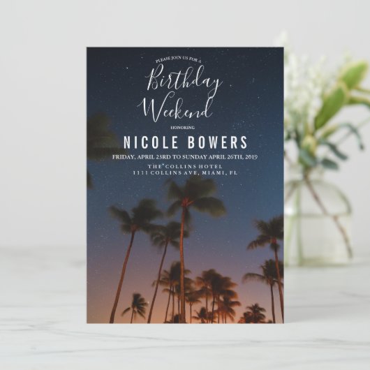 Invitation Tropicale du week-end d'anniversaire (Debout devant)