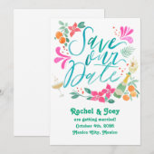 Invitation Tropicale Économisez la date (Devant / Derrière)