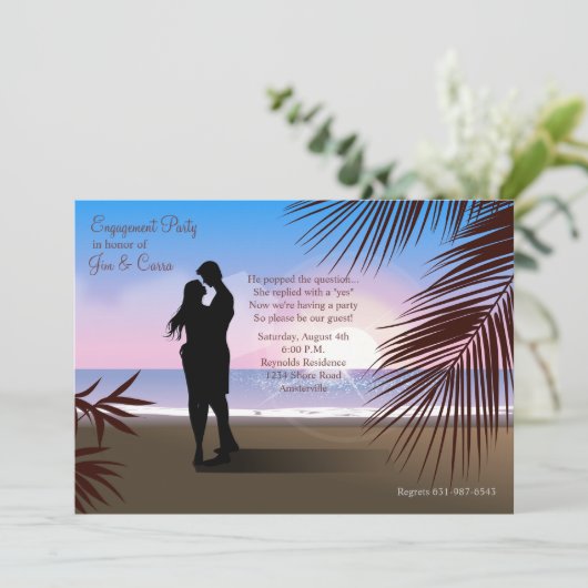 Invitation tropicale/faire-part de fiançailles de (Debout devant)