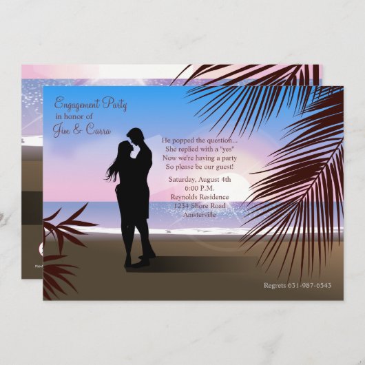 Invitation tropicale/faire-part de fiançailles de (Devant / Derrière)