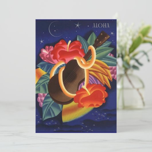 Invitation tropicale hawaïenne de nuits d'ukulélé (Debout devant)