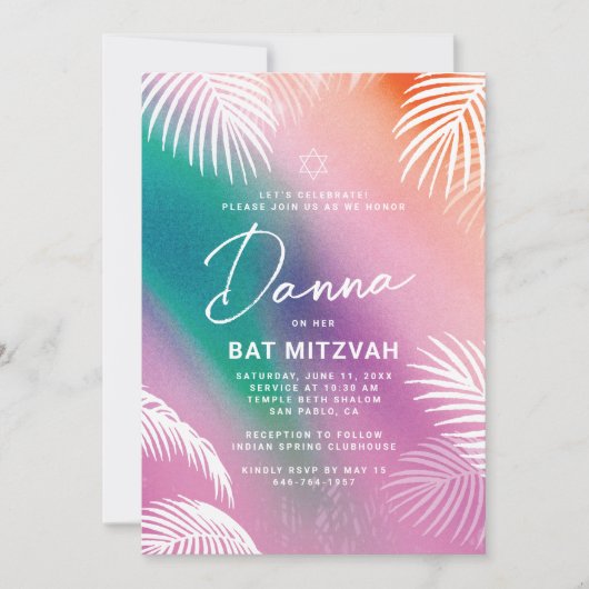 Invitation tropicale pour Bat Mitzvah d'été (Devant)