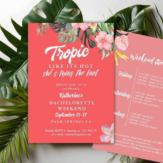 Invitation Tropique comme son hot week-end Bachelorette