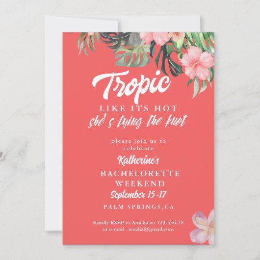 Invitation Tropique comme son hot week-end Bachelorette (Devant)