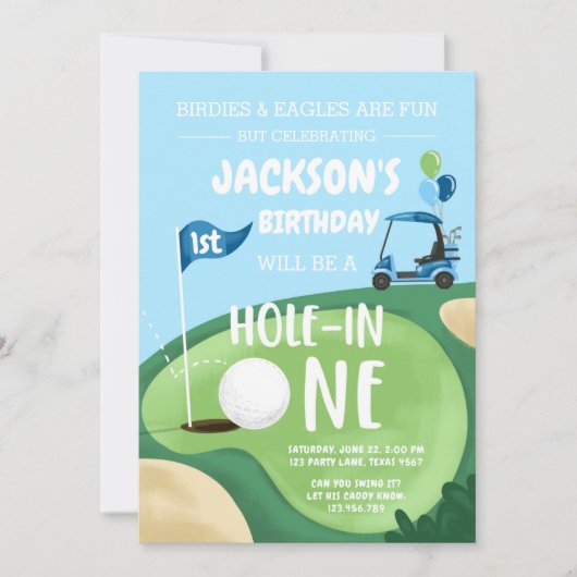 Invitation Trou Dans Un Garçon De Golf Premier Anniversaire P (Devant)