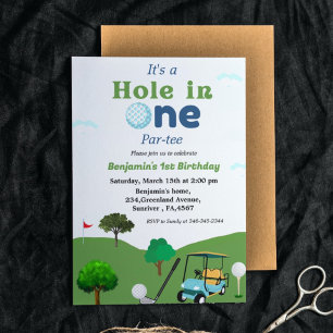 Invitation Trou dans un garçon de golf première fête d'annive