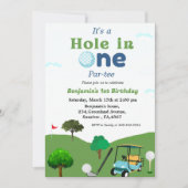 Invitation Trou dans un garçon de golf première fête d'annive (Devant)