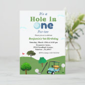 Invitation Trou dans un garçon de golf première fête d'annive (Debout devant)