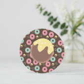 Invitation Trou d'arrosage 3D Turquoise et rose à Donut (Debout devant)