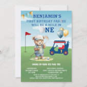 Invitation Trou de golf amusant en un garçon 1er anniversaire (Devant)