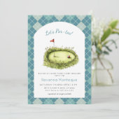 Invitation Trou de Golf Argyle Bleu Faisons une Partie de Tee (Debout devant)