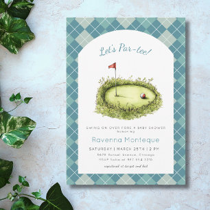 Invitation Trou de Golf Argyle Bleu Faisons une Partie de Tee