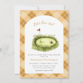 Invitation Trou de Golf Argyle Jaune Fête Bébé Par Tee Shower (Devant)