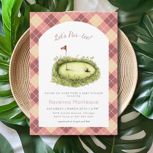 Invitation Trou de golf argyle pêche laisse bébé de tee par B