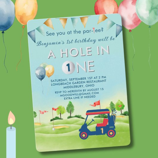 Invitation Trou De Golf En Un Garçon Premier Anniversaire Par