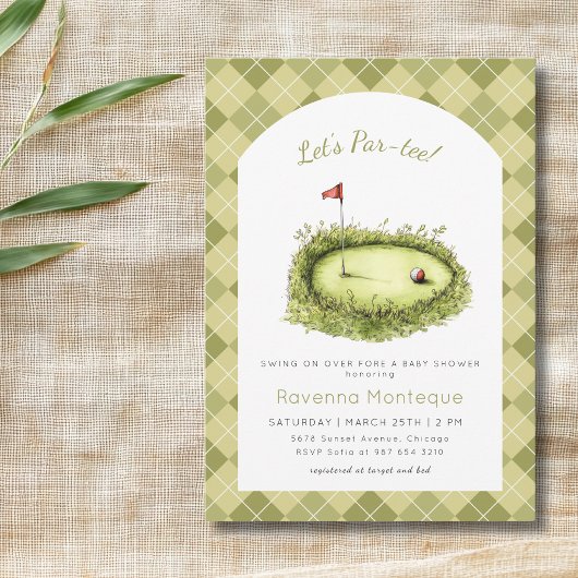 Invitation Trou de Golf Vert Argyle Soirée Bébé Par Tee
