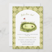 Invitation Trou de Golf Vert Argyle Soirée Bébé Par Tee (Devant)