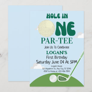 Invitation Trou en un au golf Garçon 1er anniversaire Par-Tee